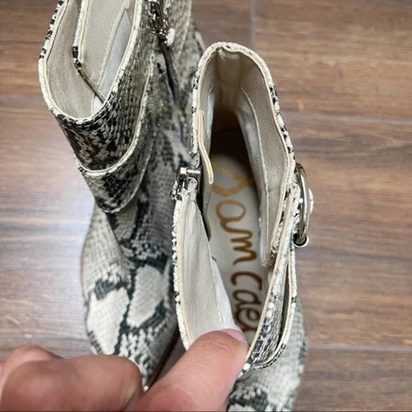 Sam Edelman Leonia Snakeskin Embossed Buckle Ankle Zip Boots - Picture 8 of 11